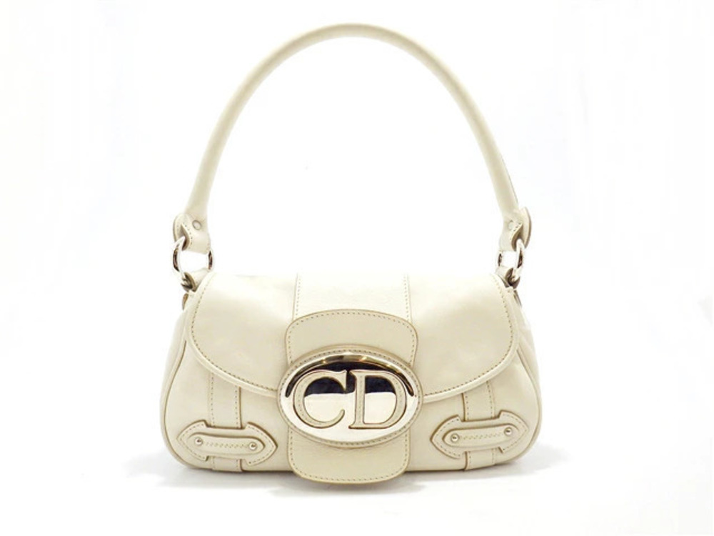 Christian Dior bag shoulder Hobo leather Ivory White